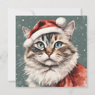Tarjeta Festiva Gato dulce Meowy Navidades Funny Cat