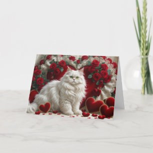 Tarjeta Festiva Gato El día de San Valentín blanco