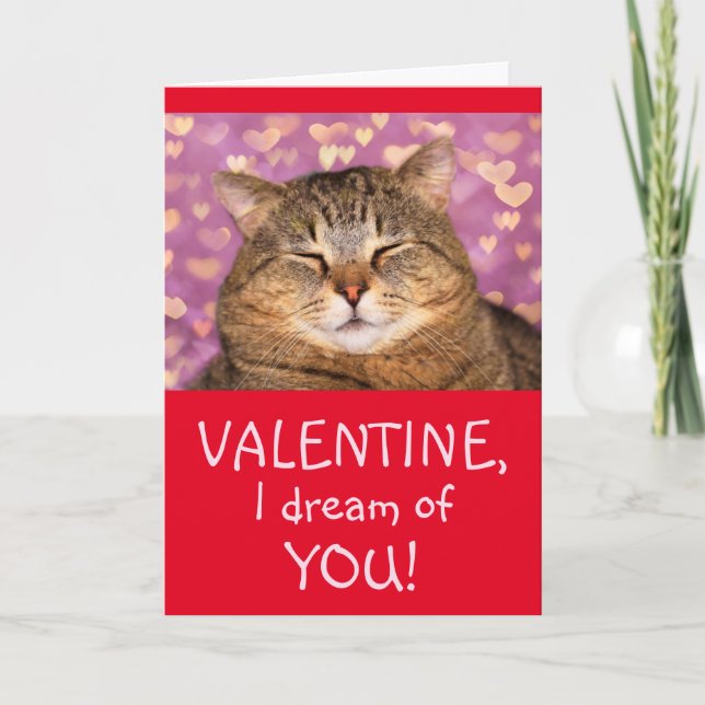 Tarjeta Festiva Gato enamorado para siempre El día de San Valentín (Anverso)