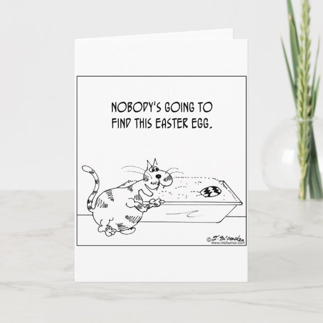 Tarjeta Festiva Gato esconde huevo de Pascua (Anverso)