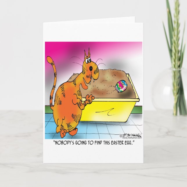 Tarjeta Festiva Gato esconde huevo de Pascua (Anverso)