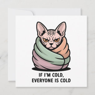 Tarjeta Festiva Gato Esfinge Enojado Arte de Dibujos Animados de H