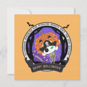 Tarjeta Festiva Gato esqueleto pirata