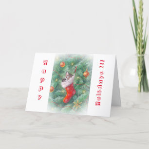 Tarjeta Festiva Gato feliz