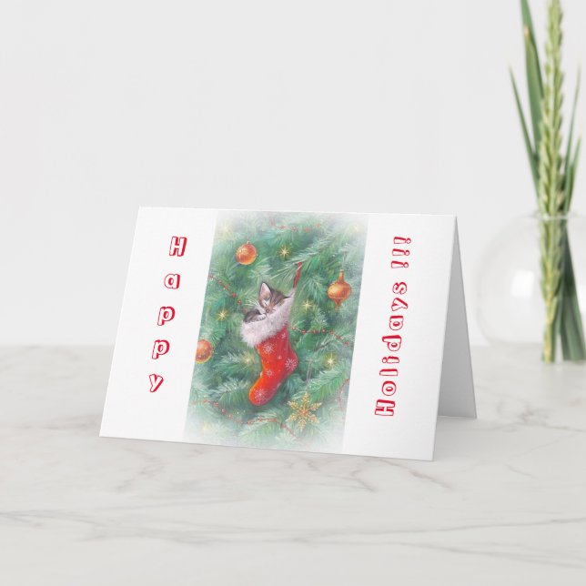 Tarjeta Festiva Gato feliz (Anverso)