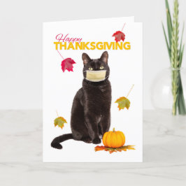 Tarjeta Festiva Gato feliz de Acción de Gracias en Coronavirus Enf