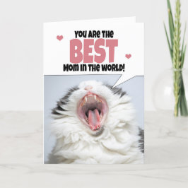 Tarjeta Festiva Gato feliz del día de la madre gritando humor
