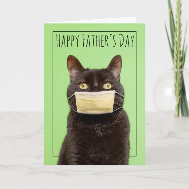 Tarjeta Festiva Gato feliz del día del padre frente al humor de la (Anverso)