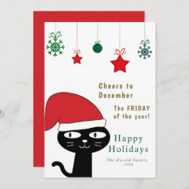 Tarjeta Festiva Gato festivo lindo con un Sombrero Rojo moderno