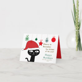 Tarjeta Festiva Gato festivo lindo con un Sombrero Rojo moderno