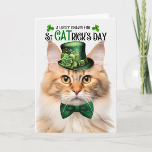 Tarjeta Festiva Gato Forestal Noruego Melocotón Día de CATrick