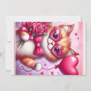 Tarjeta Festiva Gato/Gatito lindo del día de San Valentín