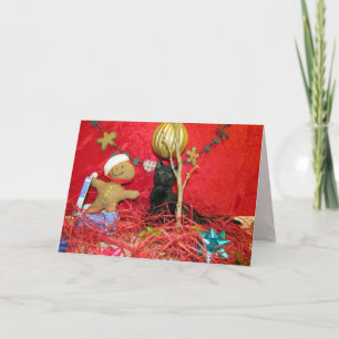 Tarjeta Festiva Gato, gatito, Navidades, rescate, foto