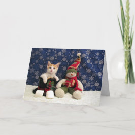 Tarjeta Festiva Gato, gatito, Navidades, rescate, foto