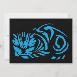 Tarjeta Festiva Gato grabado en madera de Julie de Graag (Azul)