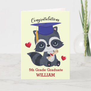 Tarjeta Festiva Gato gracioso felicitaciones de quinto grado