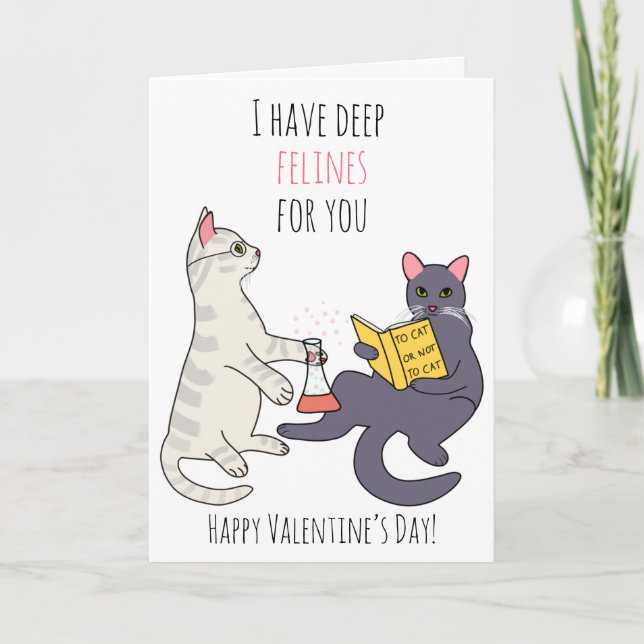 Tarjeta Festiva Gato gracioso felinos profundos felinos San Valent (Anverso)