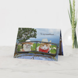 Tarjeta Festiva Gato gracioso Valentine para amor