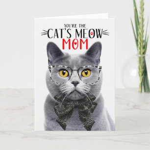 Tarjeta Festiva Gato gris de Chartreux para mamá en el día de la m