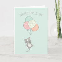 Gato gris dulce con globos Cumpleaños personalizad