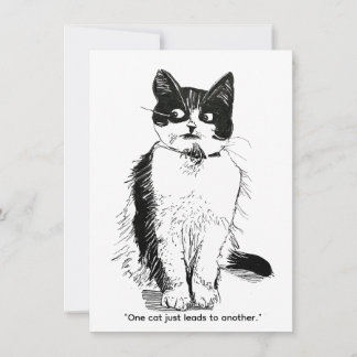 Tarjeta Festiva Gato Grungy: Un Gato Lleva a Otro