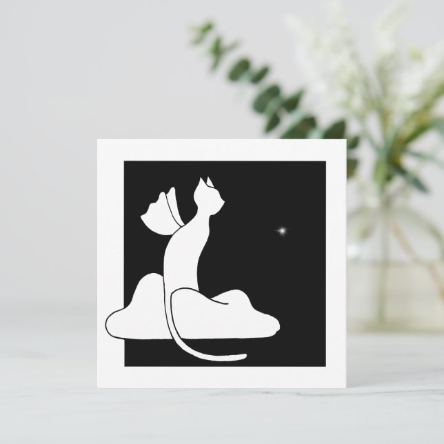 Tarjeta Festiva Gato guardián (Anverso de pie)