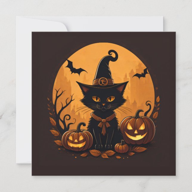Tarjeta Festiva Gato halloween  (Anverso)