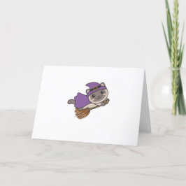 Tarjeta Festiva Gato Halloween Brujas Niños Vestidos