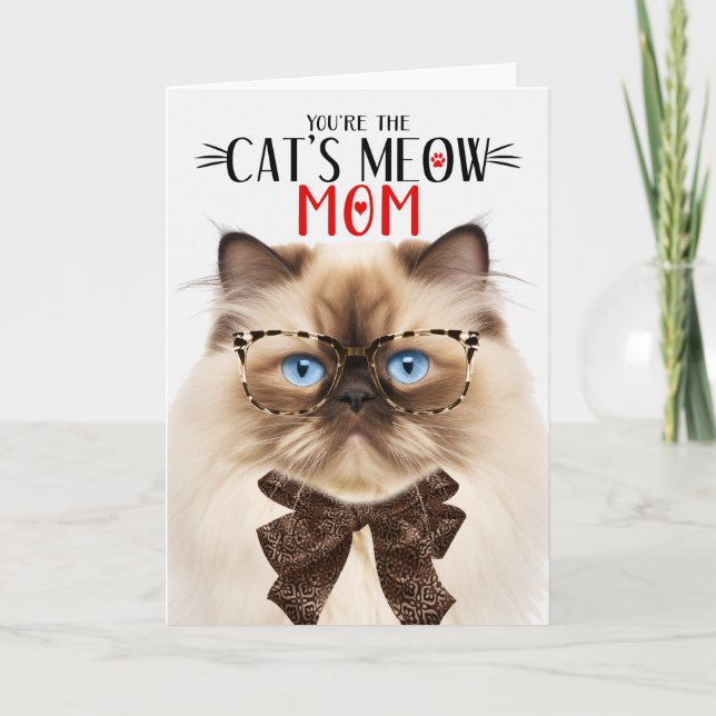 Tarjeta Festiva Gato himalayo para mamá en el día de la madre (Anverso)