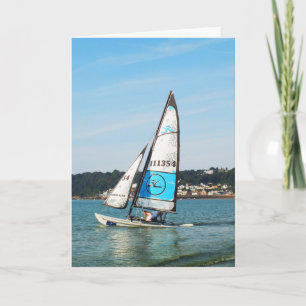 Tarjeta Festiva Gato Hobie navegando