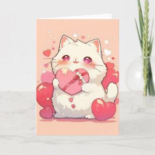 Tarjeta Festiva Gato Kawaii Amor Lindo
