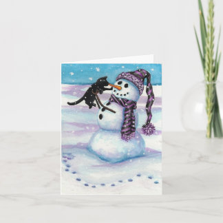 Tarjeta Festiva Gato Kitty de Snowman por BiHrLe Card