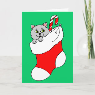 Tarjeta Festiva Gato Kitty en los Navidades