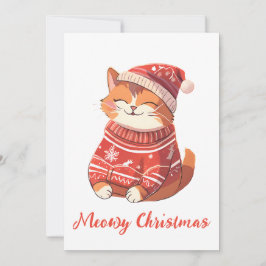 Tarjeta Festiva gato lindo en Navidades gorra y suéter