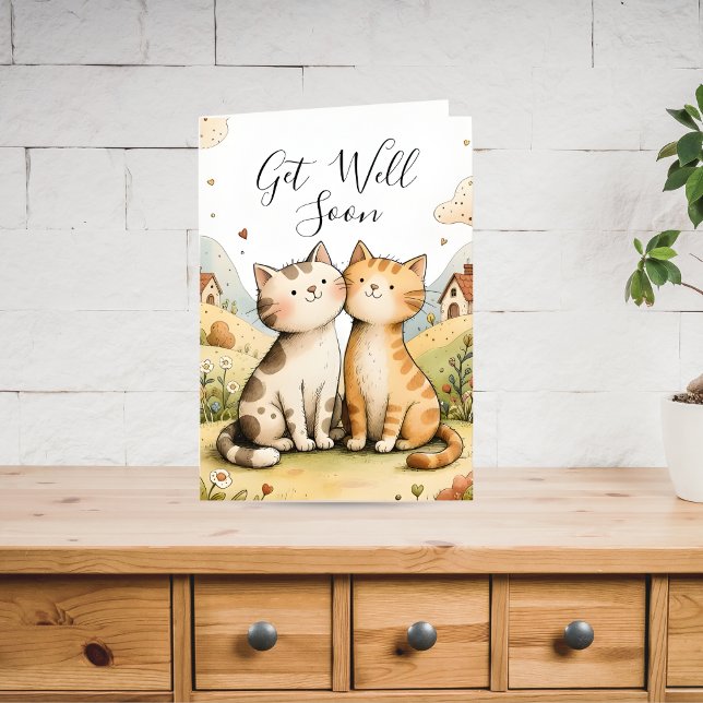 Tarjeta Festiva Gato Lindo para Recuperarse Pronto (Subido por el creador)
