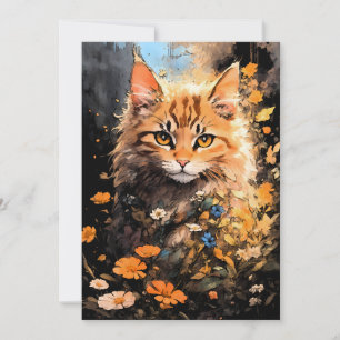 Tarjeta Festiva Gato Magick feliz Naranja de Halloween