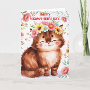Tarjeta Festiva Gato marrón persa para madre Mascota en el día de 