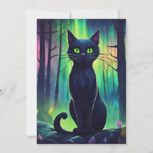 Tarjeta Festiva Gato místico de las luces del norte