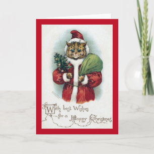 Tarjeta Festiva gato navidad, Louis Wain