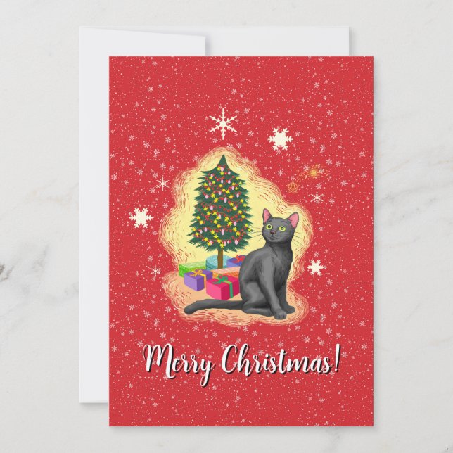 Tarjeta Festiva Gato navideño (Anverso)