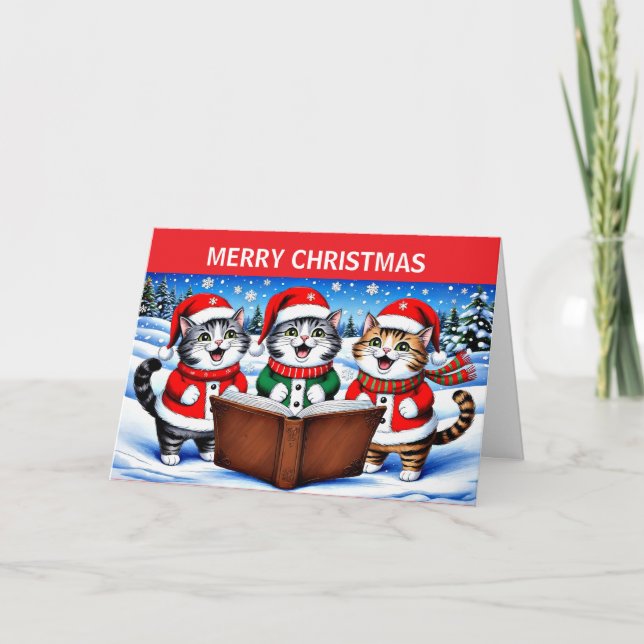 Tarjeta Festiva Gato navideño (Anverso)