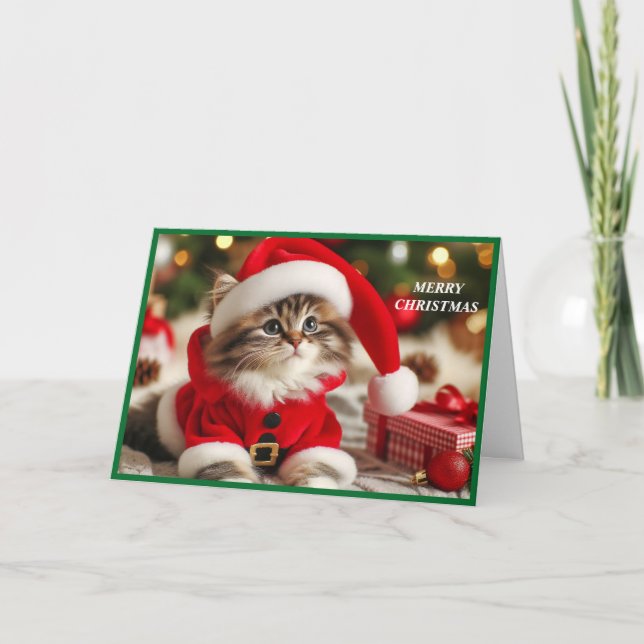 Tarjeta Festiva Gato navideño (Anverso)
