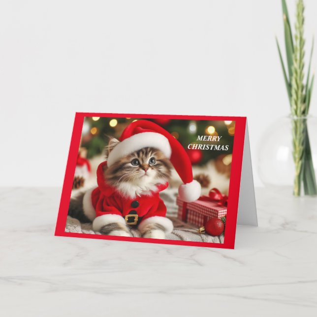 Tarjeta Festiva Gato navideño (Anverso)