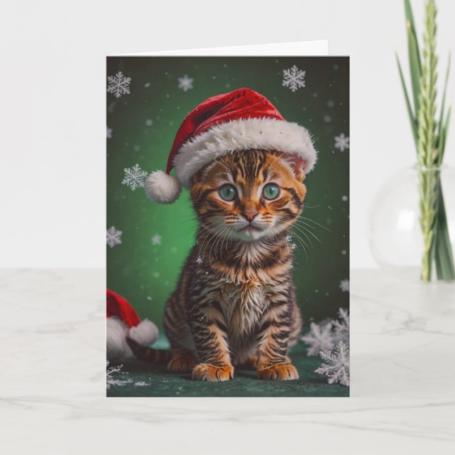 Tarjeta Festiva Gato navideño (Anverso)