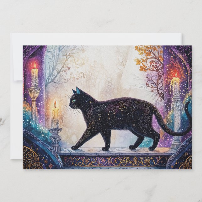 Tarjeta Festiva Gato negro (Anverso)