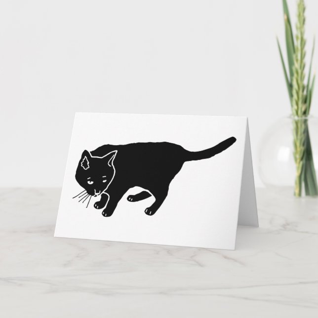 Tarjeta Festiva Gato negro (Anverso)