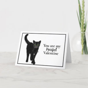 Tarjeta Festiva Gato negro con ojos verdes El día de San Valentín