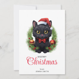 Tarjeta Festiva Gato negro de Navidades curados