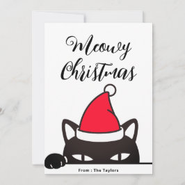 Tarjeta Festiva Gato negro de Navidades divertidos