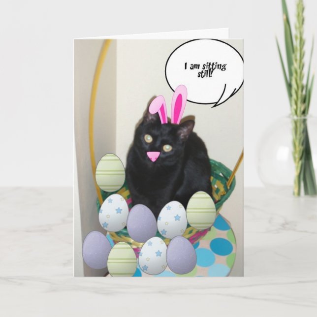 Tarjeta Festiva Gato negro de Pascua (Anverso)